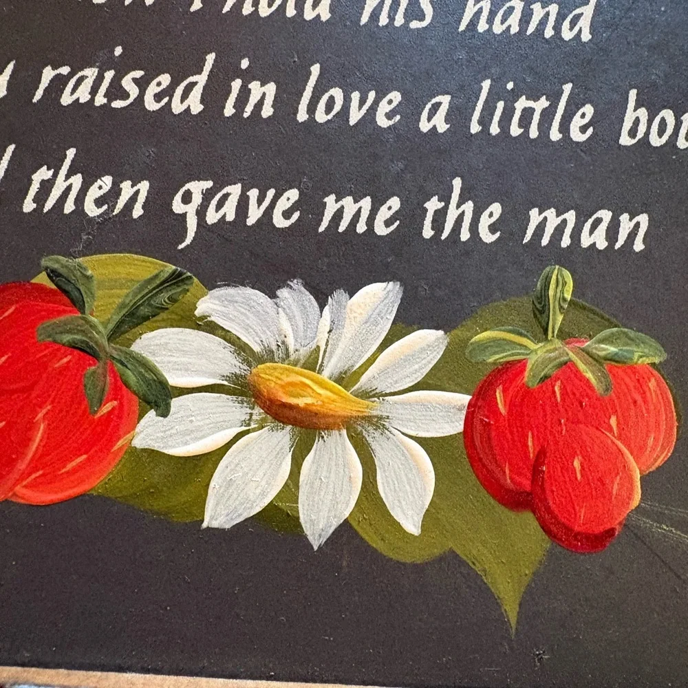 Handmade Rustic Floral Chalkboard Wall Art Poem detail